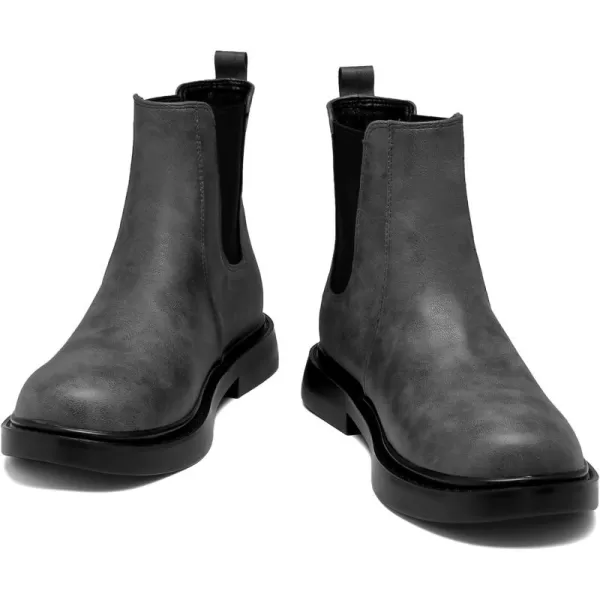 DADAWEN Womens Combat Chelsea Boots with Elastic Fashion Slip On Round Toe Comfort Ankle Bootie for Women