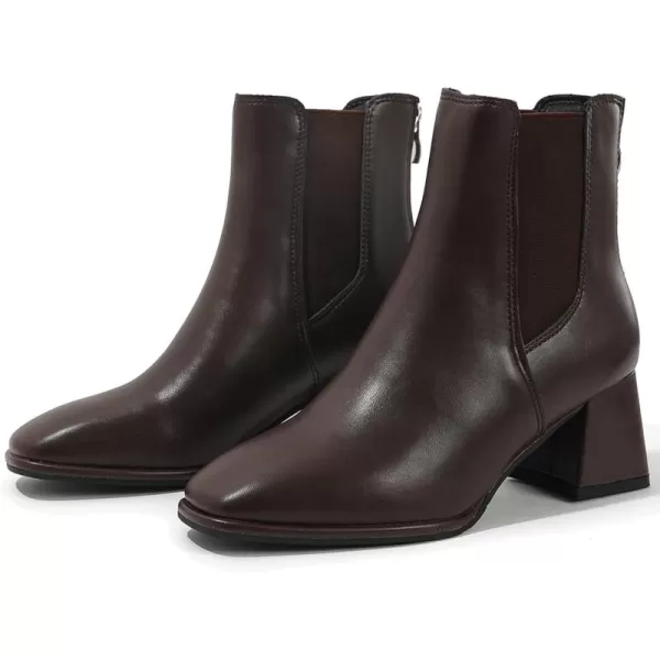 DADAWEN Women's Elastic Gore Chelsea Boots Chunky Block Heel Ankle Booties