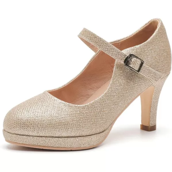 DADAWEN Women's Round Toe Platform Mid-Heel Mary Jane Shoes Office Work Bridal Wedding Party Dress Pump Shoes