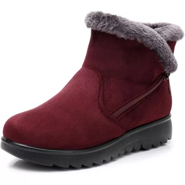 DADAWEN Women's Winter Warm Fur Lined Snow Boots Side Zipper Ankle Boots Outdoor Booties Comfortable Boots for Women
