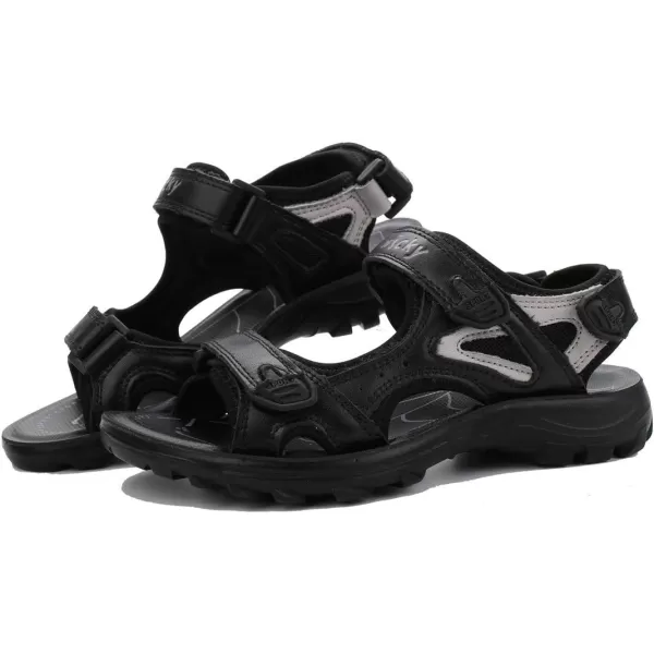 DADAWEN Boys Girls Leather Outdoor Hiking Sandals Summer Beach Adjustable Strap Sport Sandal