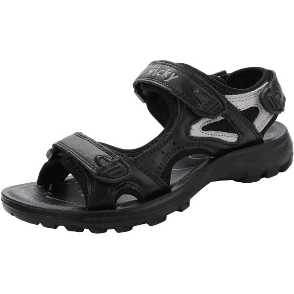 DADAWEN Boys Girls Leather Outdoor Hiking Sandals Summer Beach Adjustable Strap Sport Sandal