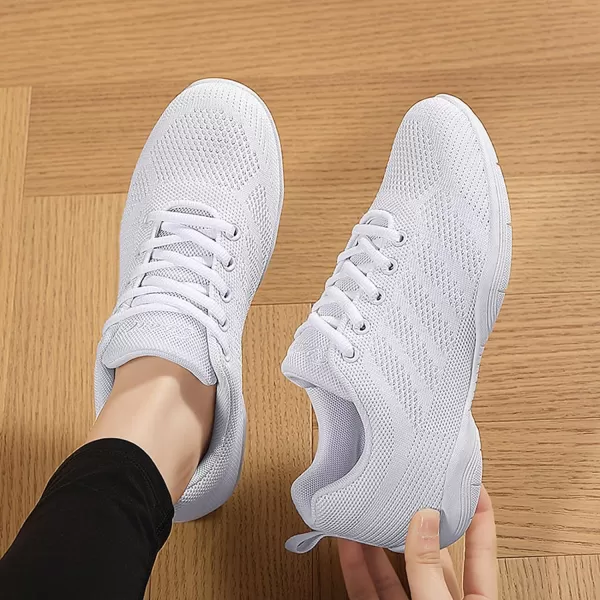DADAWEN Girls Cheer Shoes White Cheerleading Shoes Dance Athletic Training Tennis Breathable Women Youth Lightweight Competition Cheer Sneakers