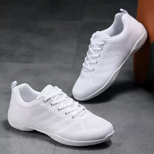 DADAWEN Girls Cheer Shoes White Cheerleading Shoes Dance Athletic Training Tennis Breathable Women Youth Lightweight Competition Cheer Sneakers