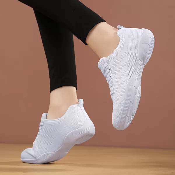 DADAWEN Girls Cheer Shoes White Cheerleading Shoes Dance Athletic Training Tennis Breathable Women Youth Lightweight Competition Cheer Sneakers