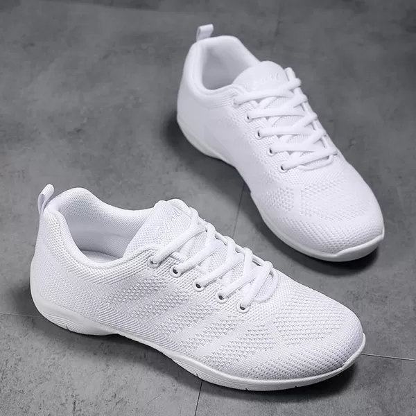 DADAWEN Girls Cheer Shoes White Cheerleading Shoes Dance Athletic Training Tennis Breathable Women Youth Lightweight Competition Cheer Sneakers