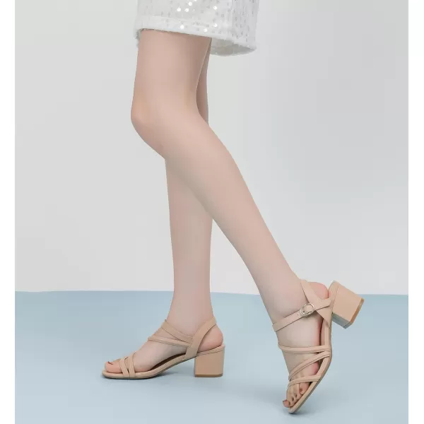 DADAWEN Women's Strappy Open Toe Rhinestone Low Block Chunky Heels Sandals Ankle Buckle Heeled Sandals Wedding Party Dress Pumps Shoes