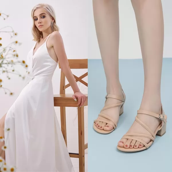 DADAWEN Women's Strappy Open Toe Rhinestone Low Block Chunky Heels Sandals Ankle Buckle Heeled Sandals Wedding Party Dress Pumps Shoes