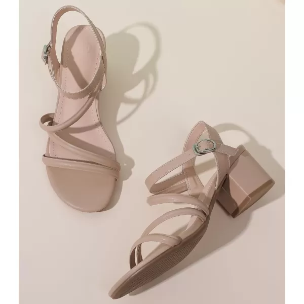 DADAWEN Women's Strappy Open Toe Rhinestone Low Block Chunky Heels Sandals Ankle Buckle Heeled Sandals Wedding Party Dress Pumps Shoes