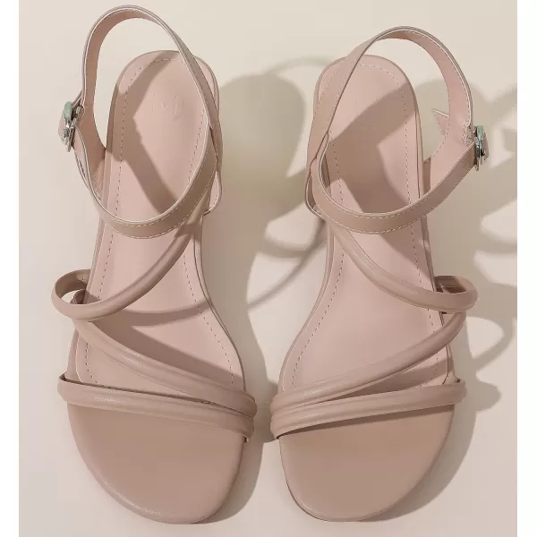 DADAWEN Women's Strappy Open Toe Rhinestone Low Block Chunky Heels Sandals Ankle Buckle Heeled Sandals Wedding Party Dress Pumps Shoes