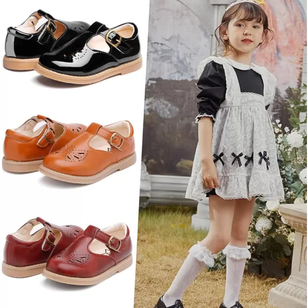 DADAWEN Girl's Classic Mary Jane Flats School Uniform Shoes Dress Shoes Party Wedding Shoes