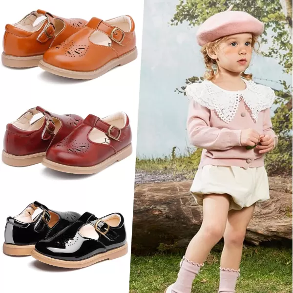 DADAWEN Girl's Classic Mary Jane Flats School Uniform Shoes Dress Shoes Party Wedding Shoes