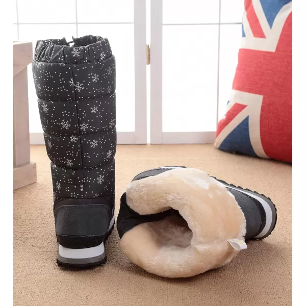 DADAWEN Women's Winter Waterproof Fur Lined Frosty Snow Boots