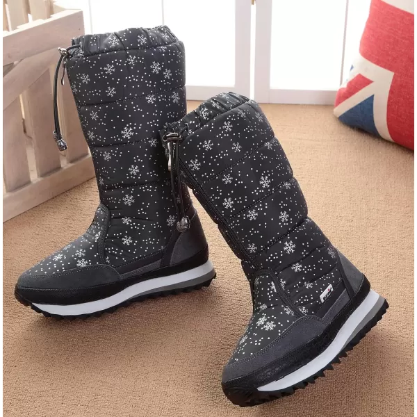 DADAWEN Women's Winter Waterproof Fur Lined Frosty Snow Boots