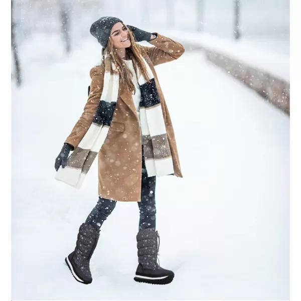 DADAWEN Women's Winter Waterproof Fur Lined Frosty Snow Boots