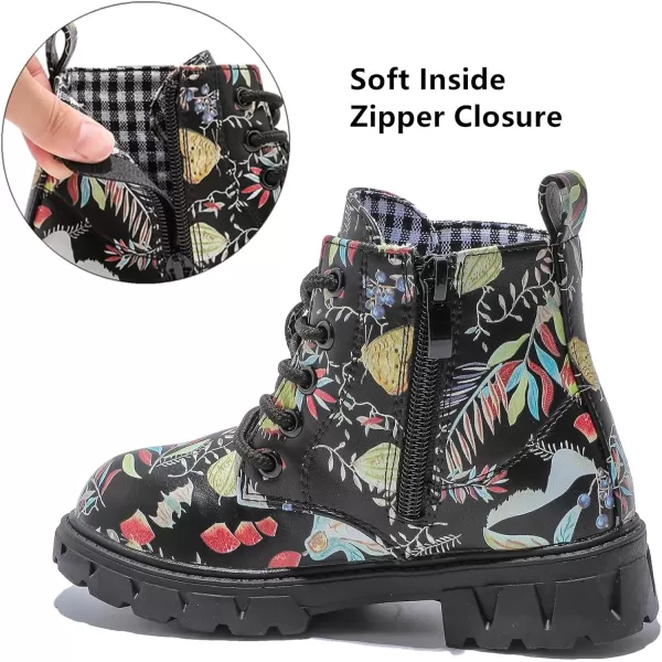 imageDADAWEN Boys Girls Glitter Ankle Boots Kids Lace Up Waterproof Combat Shoes With Side Zipper for ToddlerLittle KidBig Kid02 Black