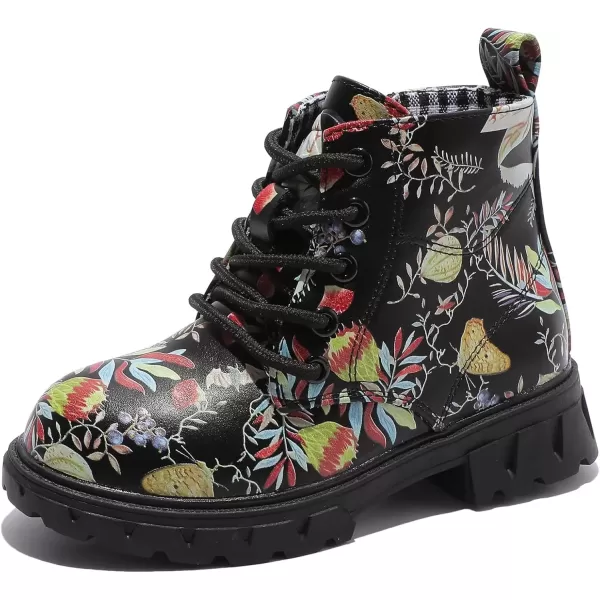 imageDADAWEN Boys Girls Glitter Ankle Boots Kids Lace Up Waterproof Combat Shoes With Side Zipper for ToddlerLittle KidBig Kid02 Black