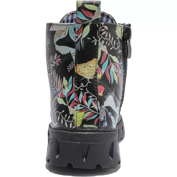 imageDADAWEN Boys Girls Glitter Ankle Boots Kids Lace Up Waterproof Combat Shoes With Side Zipper for ToddlerLittle KidBig Kid02 Black