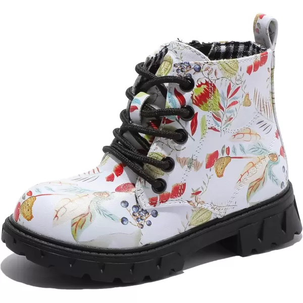imageDADAWEN Boys Girls Glitter Ankle Boots Kids Lace Up Waterproof Combat Shoes With Side Zipper for ToddlerLittle KidBig Kid02 White
