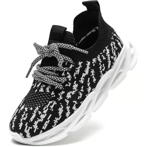 imageDADAWEN ToddlerLittle Kid Boys Girls Lightweight Breathable Sneakers Strap Athletic Tennis Shoes for Running WalkingBlack and Whitenew Style