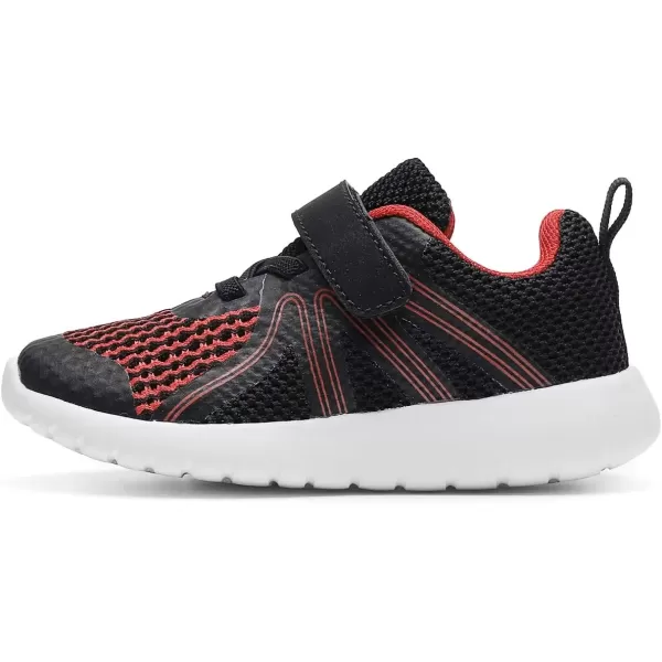 imageDADAWEN ToddlerLittle Kid Boys Girls Lightweight Breathable Sneakers Strap Athletic Tennis Shoes for Running WalkingBlackRed 088