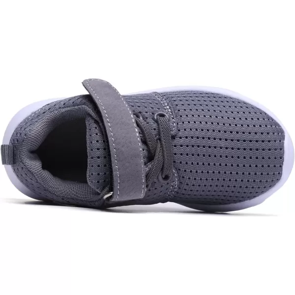 imageDADAWEN ToddlerLittle Kid Boys Girls Lightweight Breathable Sneakers Strap Athletic Tennis Shoes for Running WalkingGrey