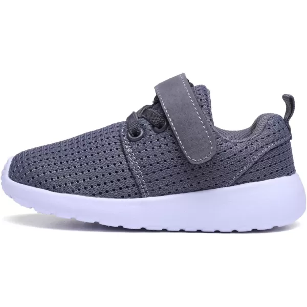 imageDADAWEN ToddlerLittle Kid Boys Girls Lightweight Breathable Sneakers Strap Athletic Tennis Shoes for Running WalkingGrey