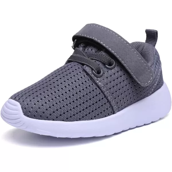 imageDADAWEN ToddlerLittle Kid Boys Girls Lightweight Breathable Sneakers Strap Athletic Tennis Shoes for Running WalkingGrey