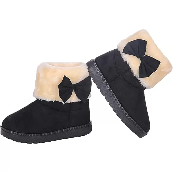 imageDADAWEN Babys Girls Toddler Fashion Cute Bowknot Fur Lining Princess Warm Snow BootsBlackb