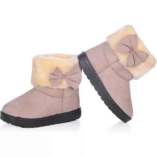 imageDADAWEN Babys Girls Toddler Fashion Cute Bowknot Fur Lining Princess Warm Snow BootsGrayb
