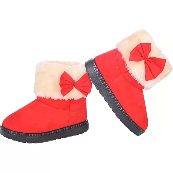 imageDADAWEN Babys Girls Toddler Fashion Cute Bowknot Fur Lining Princess Warm Snow BootsRedb