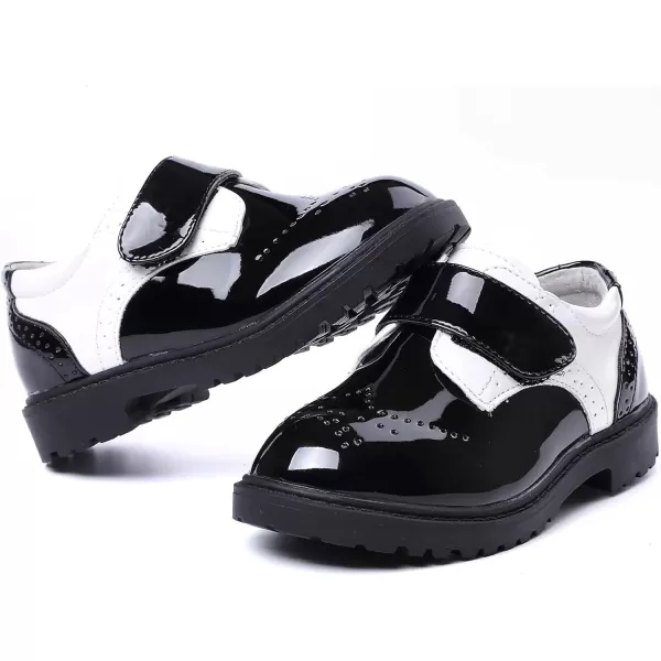 imageDADAWEN Boys Girls Classic School Uniform Comfort Oxford Dress Shoes Loafer Flats ToddlerLittle KidBig KidBlackWhite