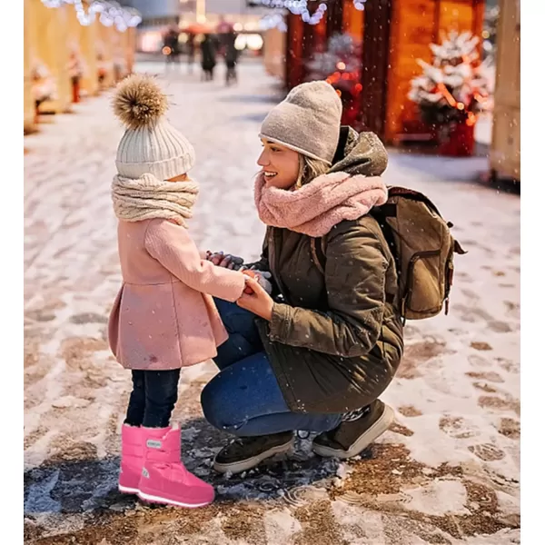 imageDADAWEN Boys Girls Snow Boots Kids Outdoor Warm Waterproof Slip Resistant Cold Weather Winter BootsHot Pink