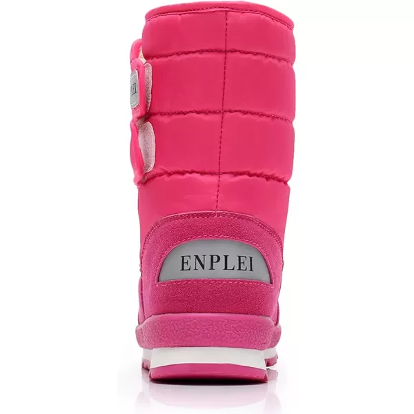 imageDADAWEN Boys Girls Snow Boots Kids Outdoor Warm Waterproof Slip Resistant Cold Weather Winter BootsHot Pink