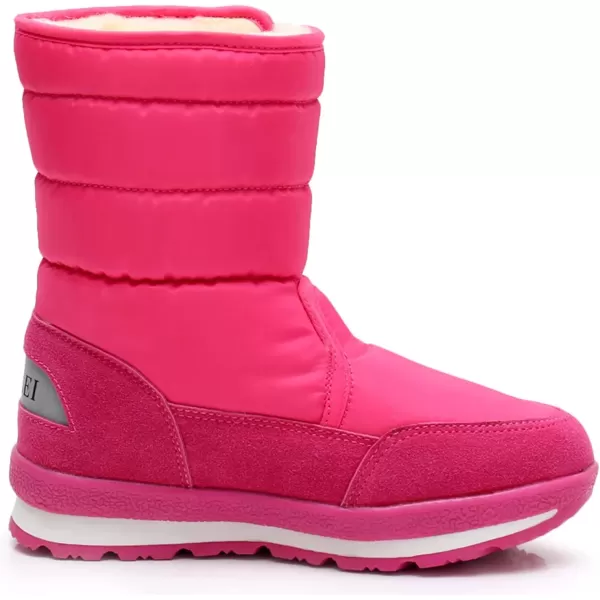 imageDADAWEN Boys Girls Snow Boots Kids Outdoor Warm Waterproof Slip Resistant Cold Weather Winter BootsHot Pink