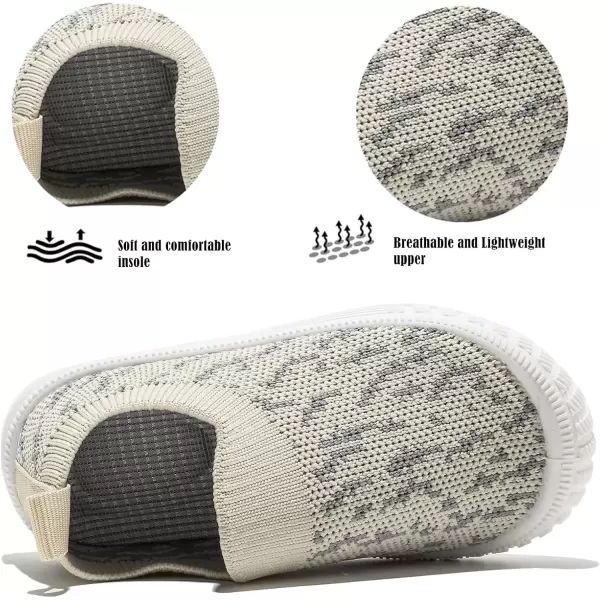 imageDADAWEN Boys Girls Toddler Sneakers Kids Lightweight Walking Shoes Mesh Breathable Tennis Shoes for ToddlerLittle KidsBeige