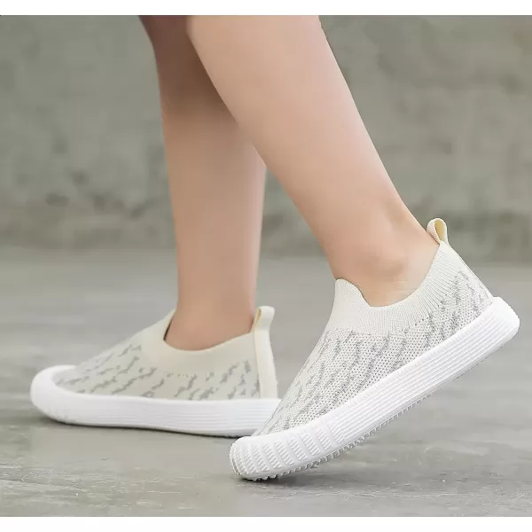 imageDADAWEN Boys Girls Toddler Sneakers Kids Lightweight Walking Shoes Mesh Breathable Tennis Shoes for ToddlerLittle KidsBeige