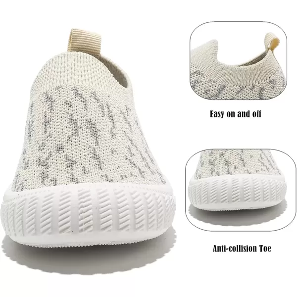 imageDADAWEN Boys Girls Toddler Sneakers Kids Lightweight Walking Shoes Mesh Breathable Tennis Shoes for ToddlerLittle KidsBeige