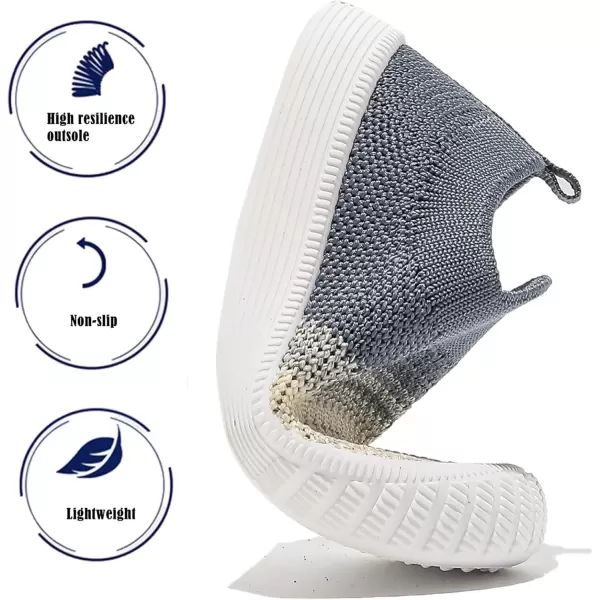 imageDADAWEN Boys Girls Toddler Sneakers Kids Lightweight Walking Shoes Mesh Breathable Tennis Shoes for ToddlerLittle KidsBeigeBlue
