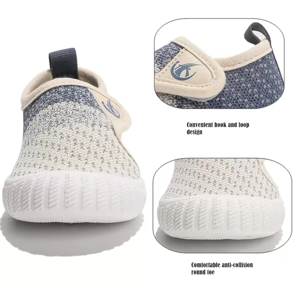 imageDADAWEN Boys Girls Toddler Sneakers Kids Lightweight Walking Shoes Mesh Breathable Tennis Shoes for ToddlerLittle KidsBeigeBlue166