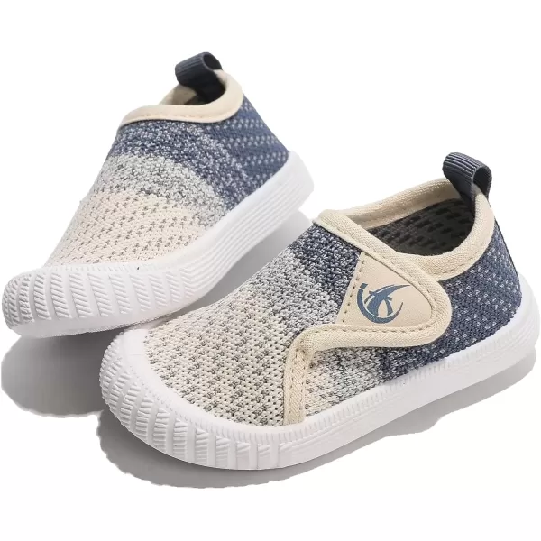 imageDADAWEN Boys Girls Toddler Sneakers Kids Lightweight Walking Shoes Mesh Breathable Tennis Shoes for ToddlerLittle KidsBeigeBlue166