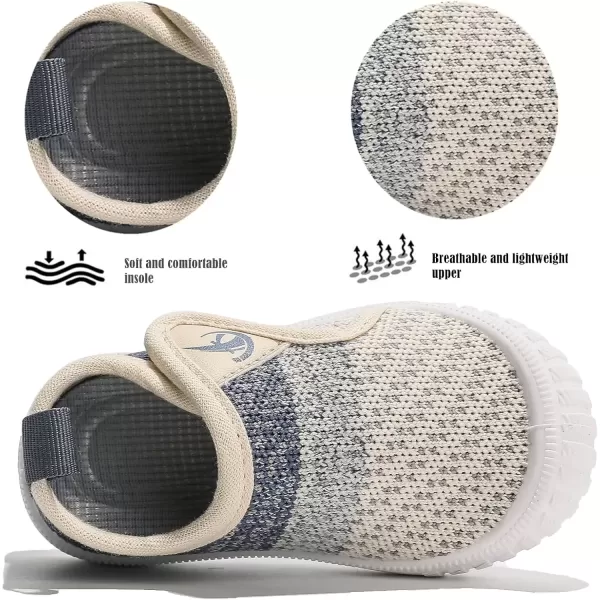 imageDADAWEN Boys Girls Toddler Sneakers Kids Lightweight Walking Shoes Mesh Breathable Tennis Shoes for ToddlerLittle KidsBeigeBlue166