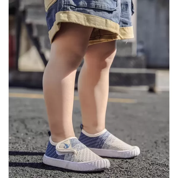 imageDADAWEN Boys Girls Toddler Sneakers Kids Lightweight Walking Shoes Mesh Breathable Tennis Shoes for ToddlerLittle KidsBeigeBlue166