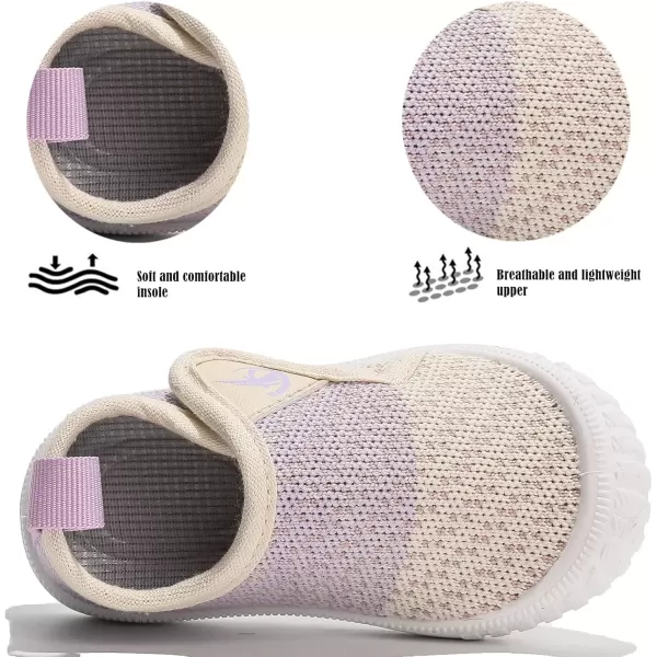 imageDADAWEN Boys Girls Toddler Sneakers Kids Lightweight Walking Shoes Mesh Breathable Tennis Shoes for ToddlerLittle KidsBeigePurple166