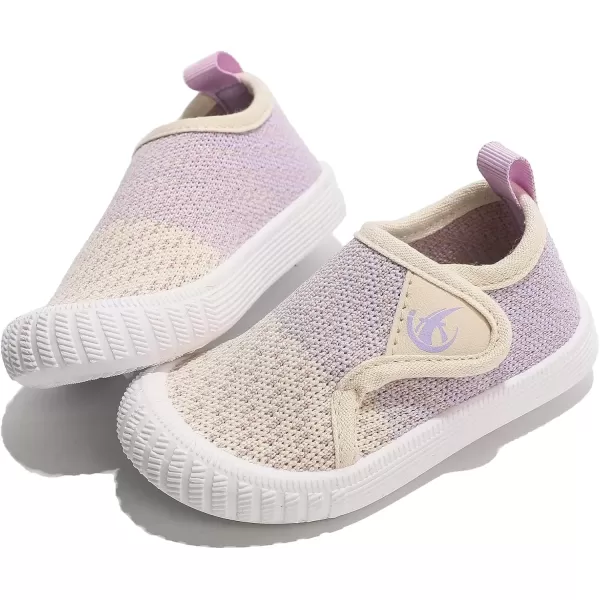 imageDADAWEN Boys Girls Toddler Sneakers Kids Lightweight Walking Shoes Mesh Breathable Tennis Shoes for ToddlerLittle KidsBeigePurple166