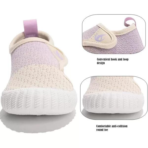 imageDADAWEN Boys Girls Toddler Sneakers Kids Lightweight Walking Shoes Mesh Breathable Tennis Shoes for ToddlerLittle KidsBeigePurple166