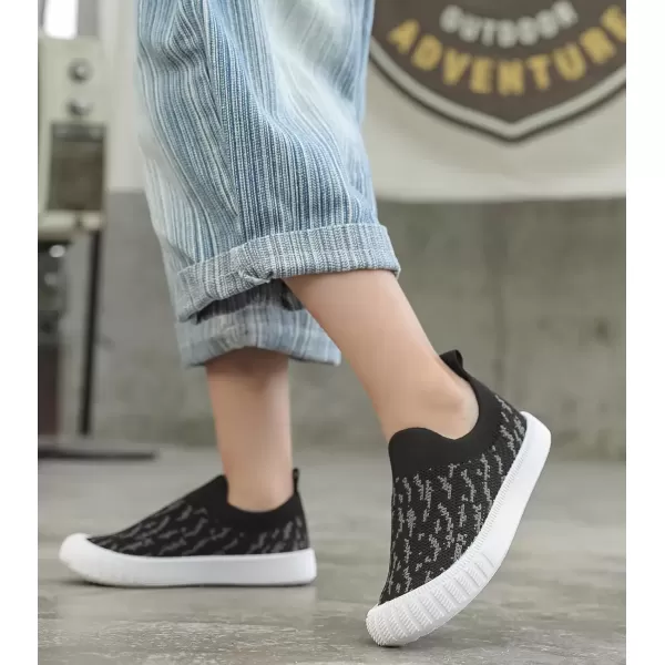 imageDADAWEN Boys Girls Toddler Sneakers Kids Lightweight Walking Shoes Mesh Breathable Tennis Shoes for ToddlerLittle KidsBlack