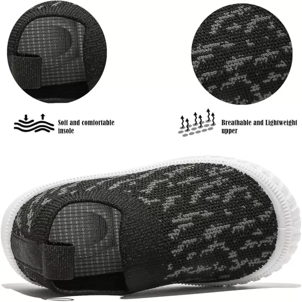 imageDADAWEN Boys Girls Toddler Sneakers Kids Lightweight Walking Shoes Mesh Breathable Tennis Shoes for ToddlerLittle KidsBlack