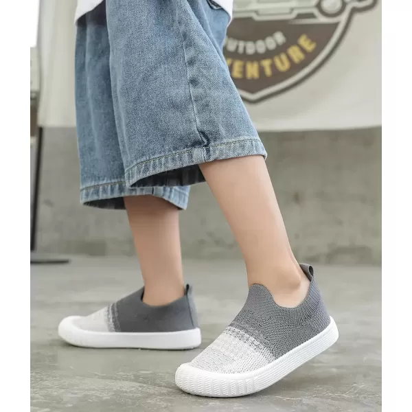 imageDADAWEN Boys Girls Toddler Sneakers Kids Lightweight Walking Shoes Mesh Breathable Tennis Shoes for ToddlerLittle KidsCreamGrey