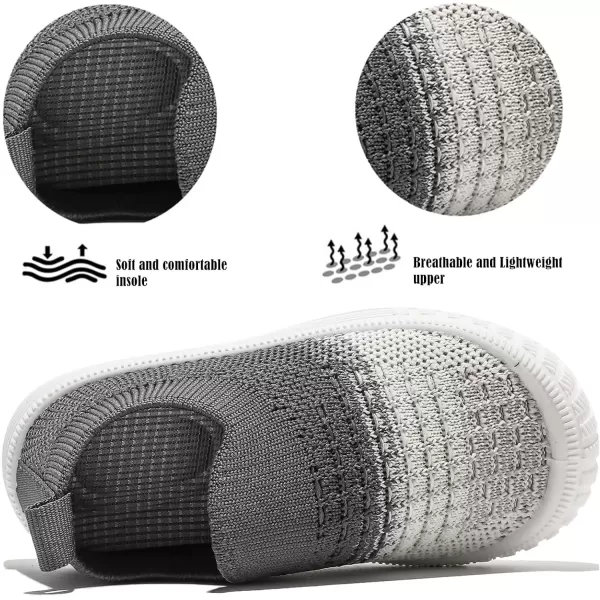 imageDADAWEN Boys Girls Toddler Sneakers Kids Lightweight Walking Shoes Mesh Breathable Tennis Shoes for ToddlerLittle KidsCreamGrey